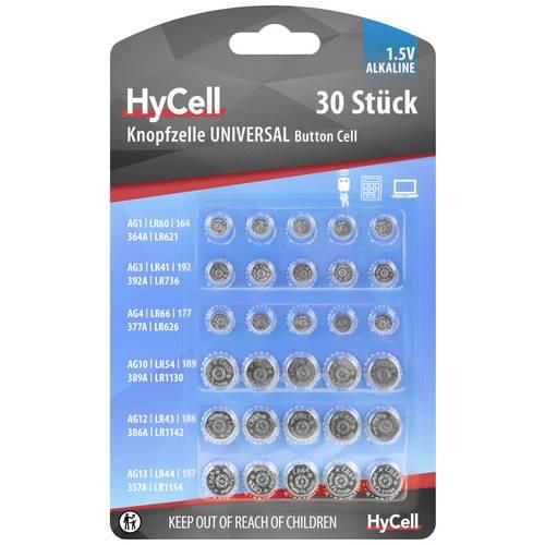 HyCell Knopfzellen-Set je 5x AG 1, AG 3, AG 4, AG 10, AG 12, AG 13