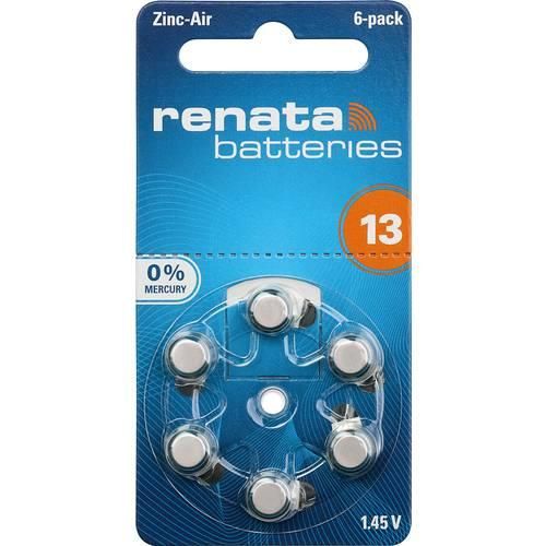 Renata Knopfzelle ZA 13 1.4 V 6 St. 305 mAh Zink-Luft Hearing Aid PR48