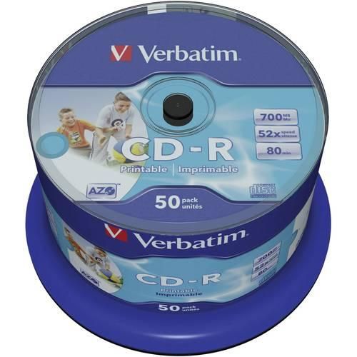 Verbatim 43438 CD-R 80 Rohling 700 MB 50 St. Spindel Bedruckbar