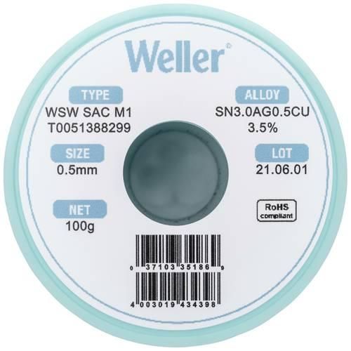 Weller WSW SAC M1 Lötzinn, bleifrei Spule Sn3,0Ag0,5Cu 100 g 0.5 mm