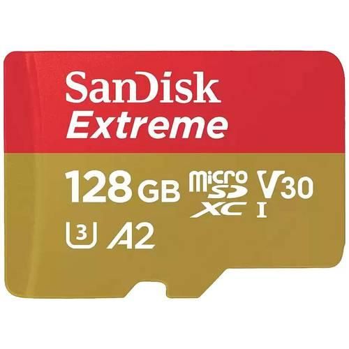 SanDisk Extreme microSDXC-Karte 128 GB Class 10, UHS-I, v30 Video Speed Class stoßsicher, Wasserdicht