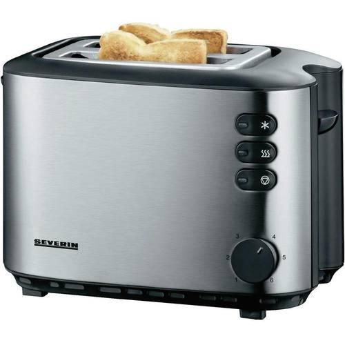 Severin AT 2514 Toaster mit eingebautem Brötchenaufsatz Edelstahl (gebürstet), Schwarz