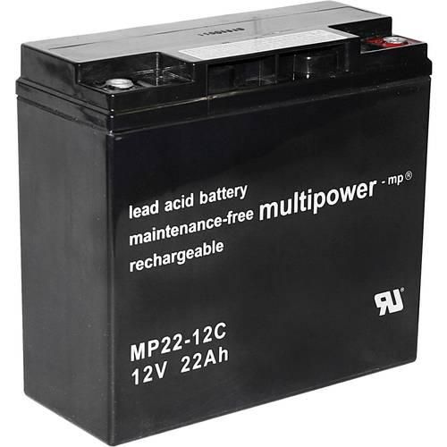 multipower PB-12-22-M5 MP22-12C Bleiakku 12 V 22 Ah Blei-Vlies (AGM) (B x H x T) 181 x 167 x 76 mm M6-Schraubanschluss Zyklenfest, Wartungsfrei, Geringe