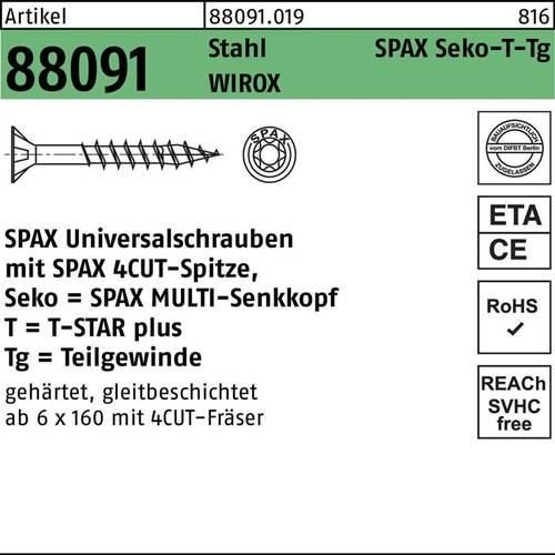 Schraube R 88091 SEKO/T-STAR TG 3,5x 50/32-T20 Stahl WIROX 500 Stück SPAX