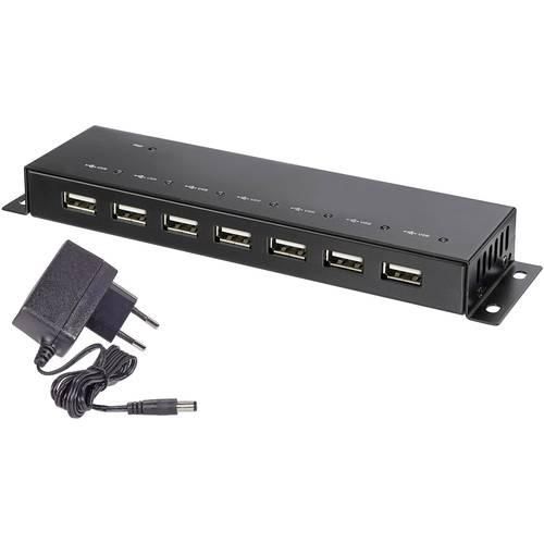 Renkforce RF-4791678 7 Port USB 2.0-Hub Metallgehäuse, zur Wandmontage Schwarz