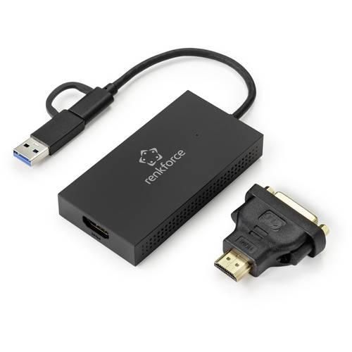 Renkforce Externe Grafikkarte DDR3-RAM USB-A, USB-C® (USB 3.2 Gen 1), HDMI®, DVI