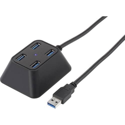 Renkforce Desktop 4 Port USB 3.2 Gen 1-Hub (USB 3.0) mit Status-LEDs Schwarz