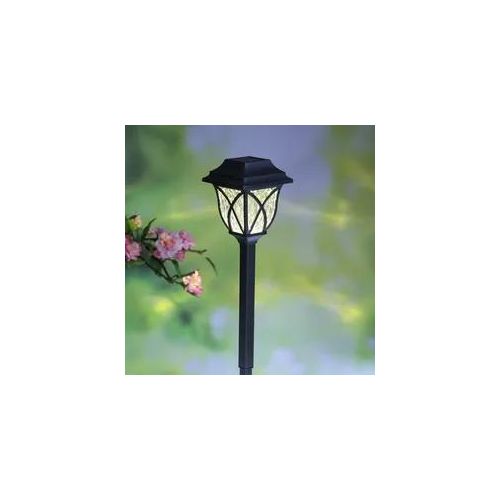 LED Solar Wegleuchte - Gartenleuchte mit Erdspieß - warmweiße LED - H: 44cm - Lichtsensor - schwarz