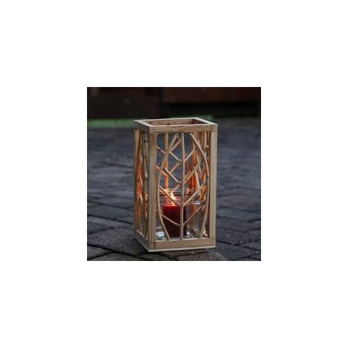 Laterne aus Rattan - Windlicht - mit Glaseinsatz - H: 30cm - natur