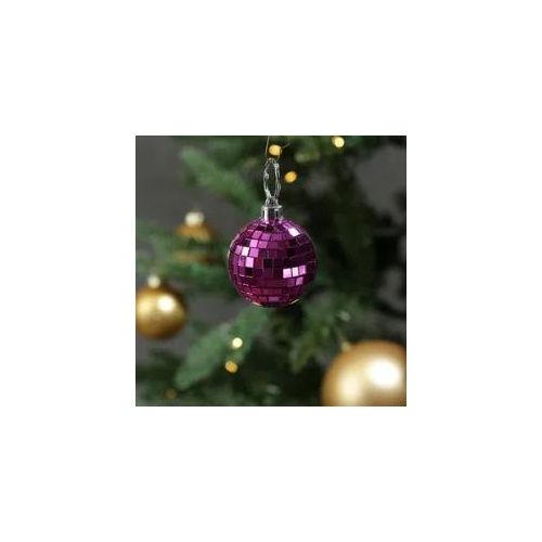 Christbaumschmuck Discokugel - Spiegelkugel - Weihnachtskugel - 5x5mm Spiegel - D: 5cm - pink