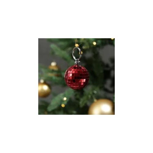 Christbaumschmuck Discokugel - Spiegelkugel - Weihnachtskugel - 5x5mm Spiegel - D: 5cm - rot