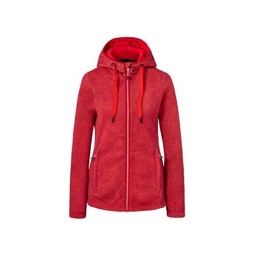 Strickfleecejacke - Rot/Meliert - Gr.: XS