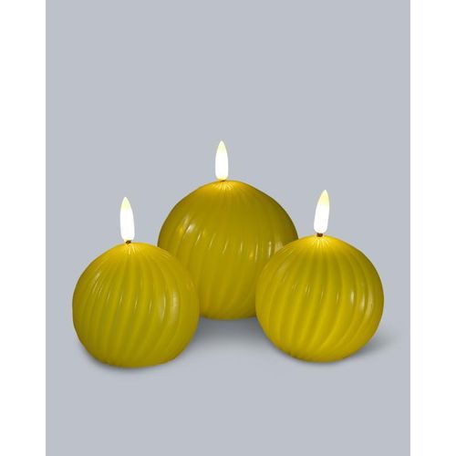 Rillen-Kugelkerze Glossy, 3tlg.