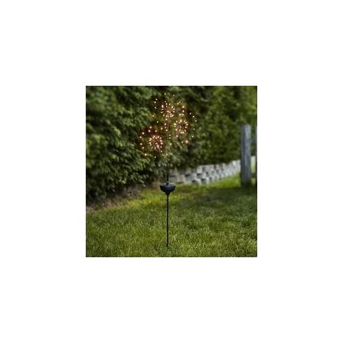 LED Solarstab FEUERWERK Gartendeko - 90 warmweiße LED in 3 Kugeln - H: 95cm - Dämmerungssensor