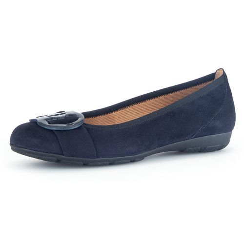 Ballerina GABOR, Damen, Gr. 40, blau (dunkelblau), Ziegenveloursleder, modisch, Schuhe, flache Schuhe, Slipper mit Hovercraft Luftkammern-Laufsohle