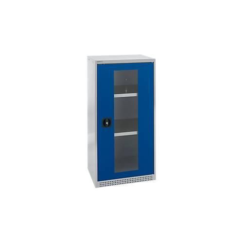 Schäfer Shop Genius Sichttürschrank FS, Stahl, mit Belüftungslöchern, B 545 x T 430 x H 1105 mm, 3 OH, weißaluminium/enzianblau, bis 250 kg