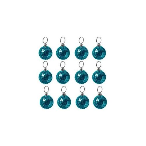 Christbaumschmuck Discokugel - Spiegelkugel 5cm - Weihnachtskugel - 5x5mm Spiegel - blau - 12St.