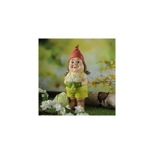 Gartenzwerg MAGDA - Zwerg mit Gemüse - Gartenfigur - Polyresin - H: 29cm - bunt