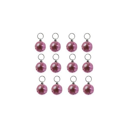 Christbaumschmuck Discokugel - Spiegelkugel 5cm - Weihnachtskugel - 5x5mm Spiegel - rosa - 12St.