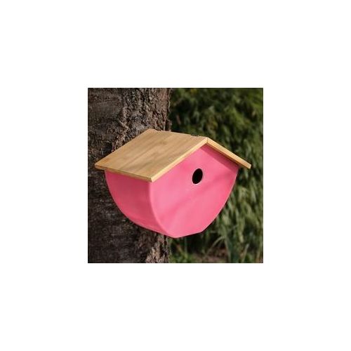 Vogelhaus - Nistkasten - Bambus - H: 20,5cm - L: 28cm - pink