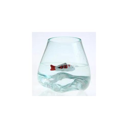 Teichdeko Fisch ZEUS - Dekofigur - Porzellan - schwimmend - L: 10cm - weiß, schwarz, rot