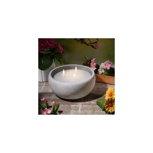 Duftkerze CITRONELLA - Echtwachs Outdoorkerze in Betonschale mit Deckel - 3-Docht - D: 20cm - grau