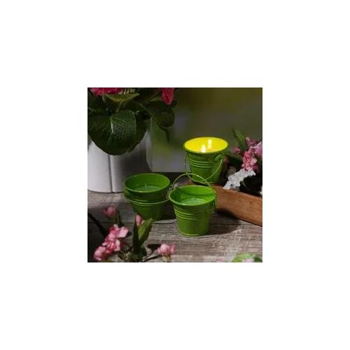 Duftkerzen CITRONELLA - Outdoor Kerzen im Metalleimer - H: 5,5cm - grün - 3er Set