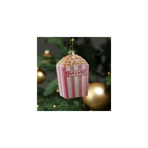 Weihnachtsbaumschmuck Popcorn Tüte - lustiger Christbaumschmuck - bruchfest - H: 10cm - rosa, weiß