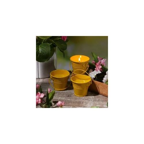 Duftkerzen CITRONELLA - Outdoor Kerzen im Metalleimer - H: 5,5cm - gelb - 3er Set