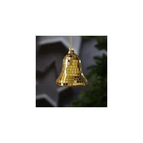 Christbaumschmuck Glocke - Weihnachtsbaumschmuck im Discokugel Look - H: 8cm - gold