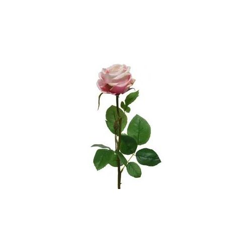 Rose am Stiel - Kunstblume - Real Touch Oberfläche - H: 66cm - rosa