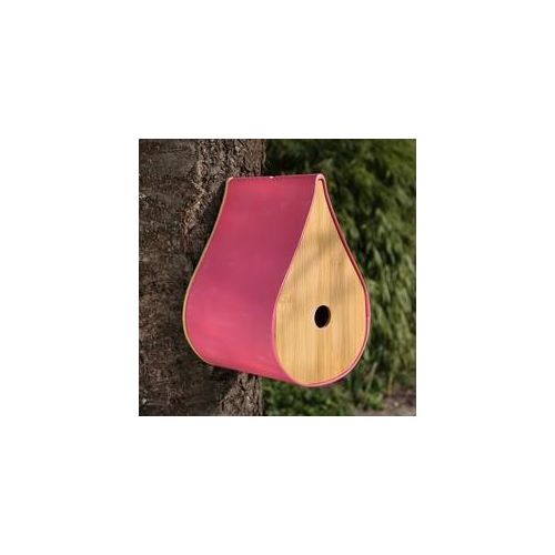 Vogelhaus - Nistkasten - Bambus - mit Aufhänger - H: 27,5cm - L: 18,5cm - pink