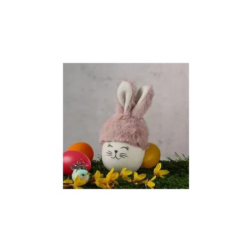 Osterhase mit Plüschohren - Dekofigur - Ostern - H: 16cm - hängend - für Innen - rosa