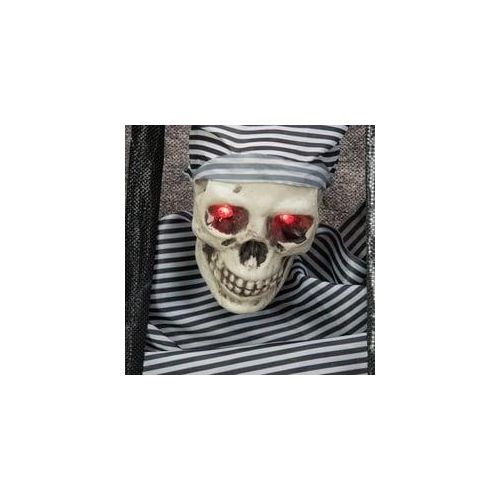 Halloween Figur Knasti - Wand-Dekoration - Totenkopf hinter Gittern - Rot blinkende Augen