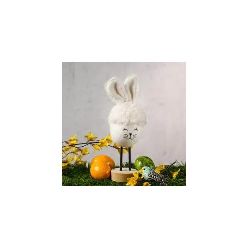 Osterhase mit Plüschohren - Dekofigur - Ostern - H: 24cm - stehend - für Innen - weiß