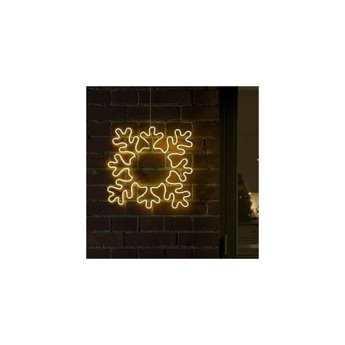 LED Fensterdeko Schneeflocke - Weihnachtsbeleuchtung - 384 warmweiße LED - H: 47cm - f. Außen - weiß