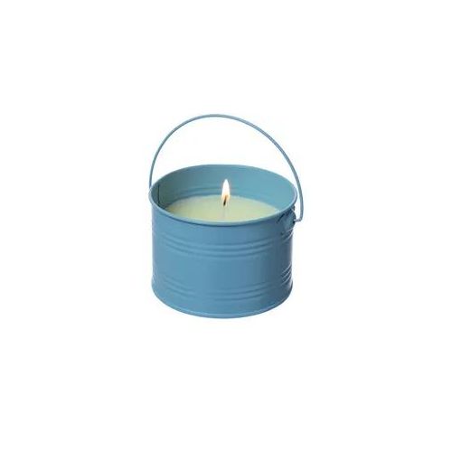 Duftkerze CITRONELLA - Outdoor Echtwachskerze im Metalleimer - H: 8cm - hellblau