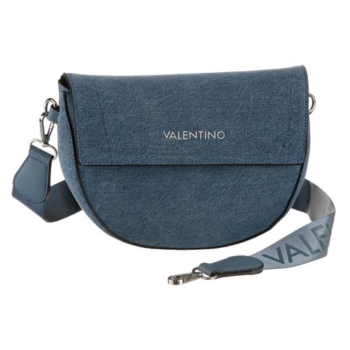 Umhängetasche VALENTINO BAGS "BIGS DENIM", Damen, Gr. B/H/T: 24,5cm x 19cm x 8cm, blau (denim), Canvas, Taschen, Schultertasche Handtasche Damen Tasche Damen