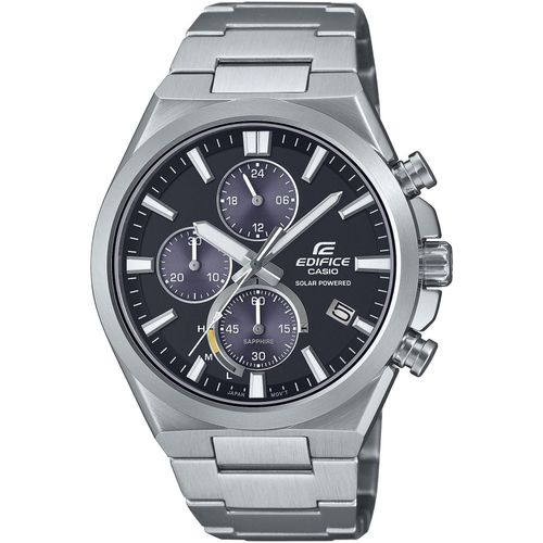 Chronograph CASIO EDIFICE, silber (edelstahlfarben), Armbanduhren, Herren, Solaruhr, Armbanduhr, Herrenuhr, bis 10 bar wasserdicht, Saphirglas