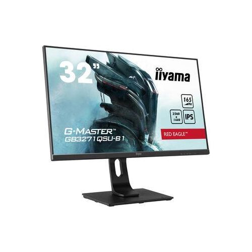 IIYAMA Gaming-Monitor "IIYAMA GB3271QSU-B1 LCD-Monitor, Flat, 81 cm (32"), 2.560x1.440 WQHD", F (A-G), schwarz, B:71,4cm H:45,45cm T:23cm, Monitore, 1ms, IPS, neig-und höhenverstellb. HDMI, DisplayPort, USB, schwarz