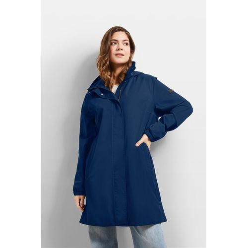 Kurzmantel BUGATTI, Damen, Gr. 36, blau (marine), 100% Polyester, unifarben, casual, regular fit, Langarm normaler Saum, Mäntel, mit Kapuze