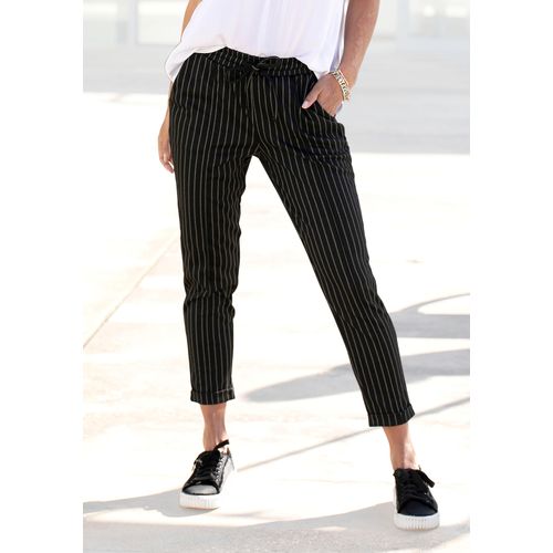 Jogger Pants VIVANCE, Damen, Gr. 36, N-Gr, schwarz-weiß (schwarz, weiß, gestreift), Jersey, Obermaterial: 79% Polyester, 19% Viskose, 2% Elasthan, gestreift, modisch, figurumspielend knöchellang, Hosen, mit Streifen, Schlupfhose, Stretch