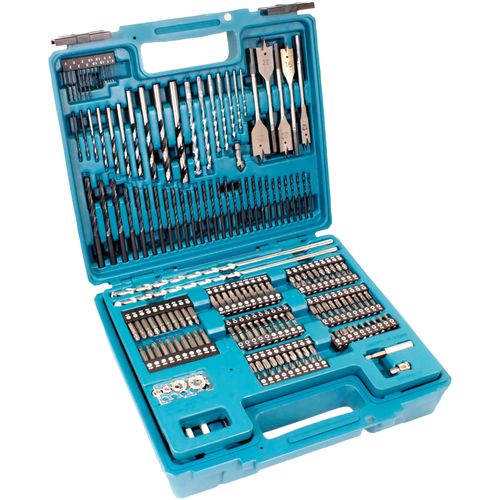 Bohrer- und Bit-Set MAKITA, blau (petrol), Kunststoff, Bits, 256-tlg., inkl. Aufbewahrungskoffer