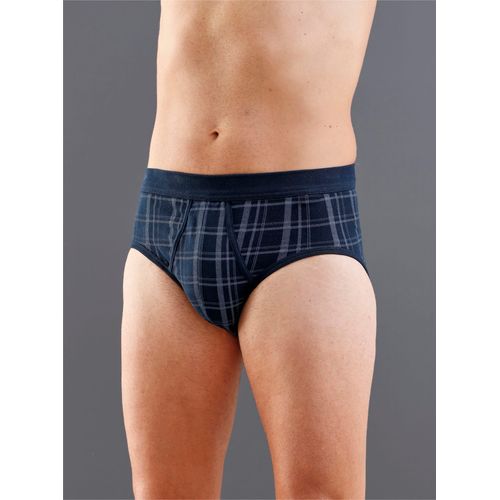 Slip SCHIESSER, Herren, Gr. 7, blau (dunkelblau, kariert), 100% Baumwolle, Unterhosen