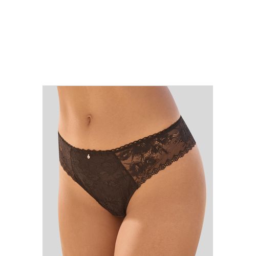 String LASCANA, Damen, Gr. 48/50, schwarz, Spitze, Obermaterial: 87% Polyamid, 13% Elasthan, körpernah, Unterhosen, rundherum aus floraler, dezent transparenter Spitze