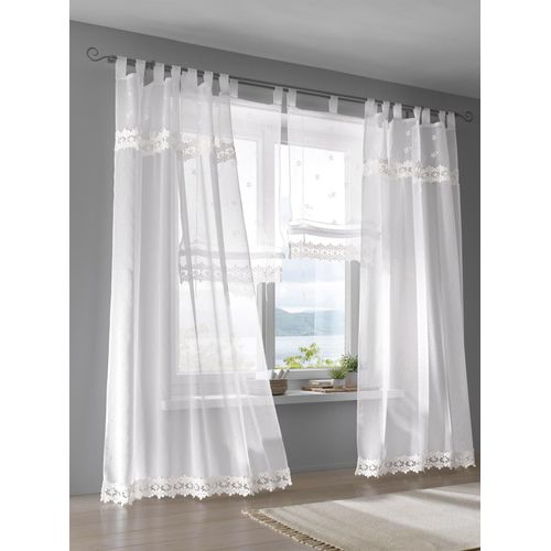 Gardine HEINE HOME Gr. 4, weiß, B:130cm H:245cm, Polyester, Gardinen