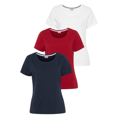 T-Shirt EASTWIND, Damen, Gr. 36/38, bunt (marine, rot, weiß), Obermaterial: 100% Baumwolle, Basic, figurumspielend hüftlang, Kurzarm, Shirts, Kurzarm, hüftlang, für die Freizeit, aus Baumwolle