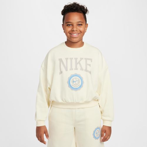 Nike Sportswear Club sweatshirt van sweatstof met ronde hals voor meisjes - Wit