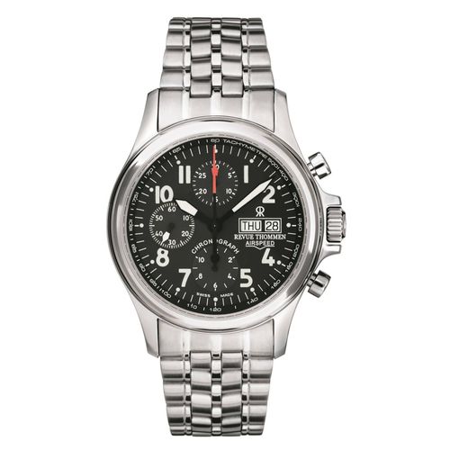 Revue Thommen Herren Armbanduhr Automatic Airspeed Heritage Chronograph 43 mm Armband Edelstahl 17081.6137