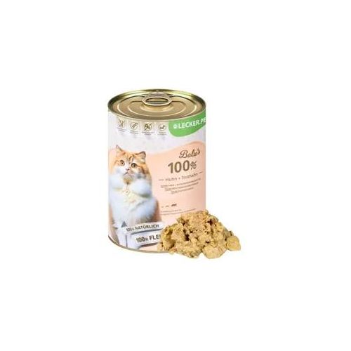 18 x 400 g Lecker.Pet® Balu's 100 % Huhn und Truthahn Katzenfutter Nassfutter